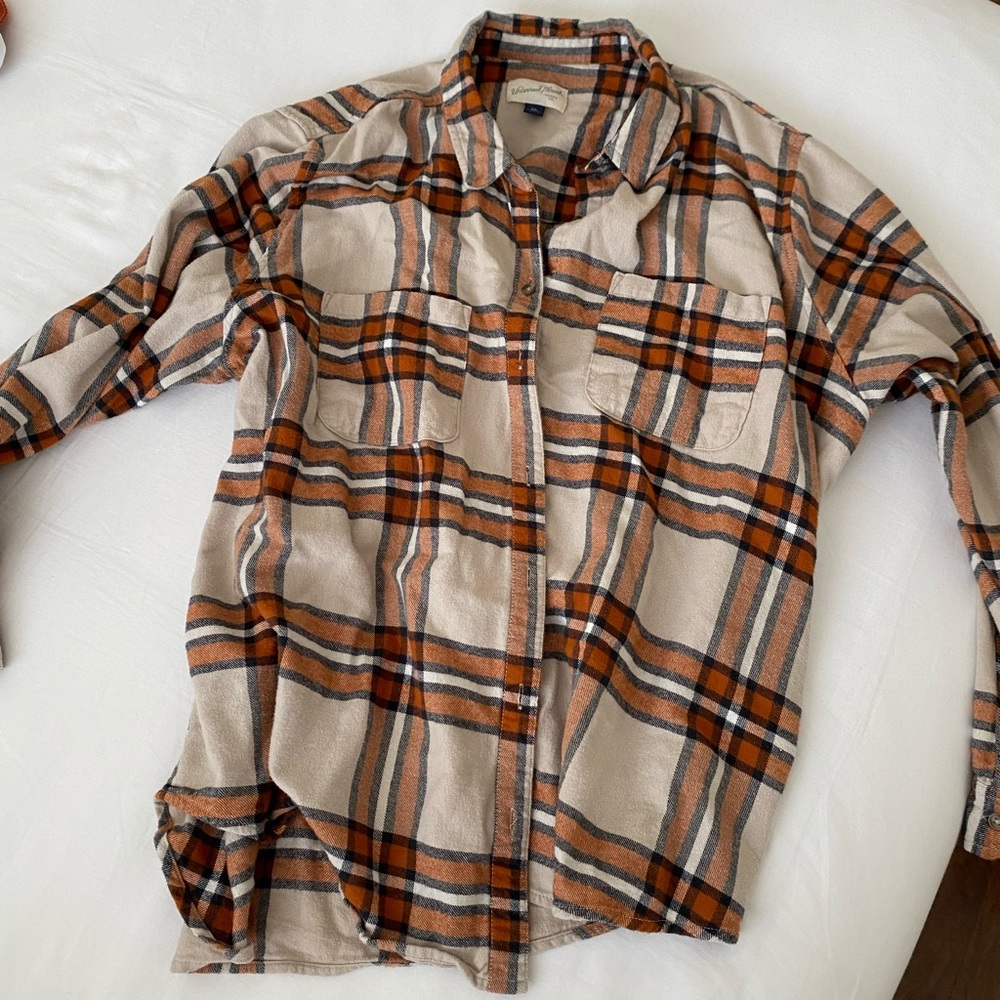 Orange and Cream oversized Flannel